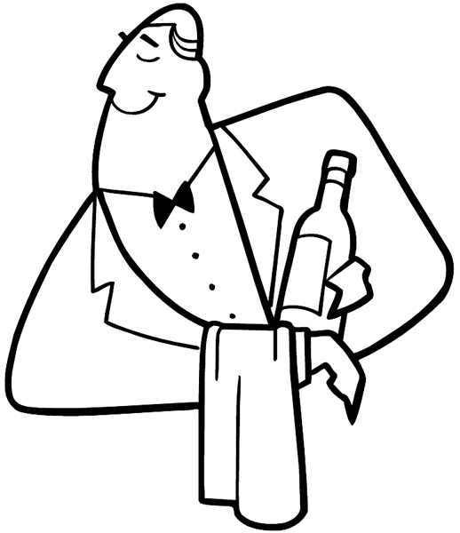 Waiter presenting bottle of wine vinyl sticker. Customize on line. Restaurants Bars Hotels 079-0477